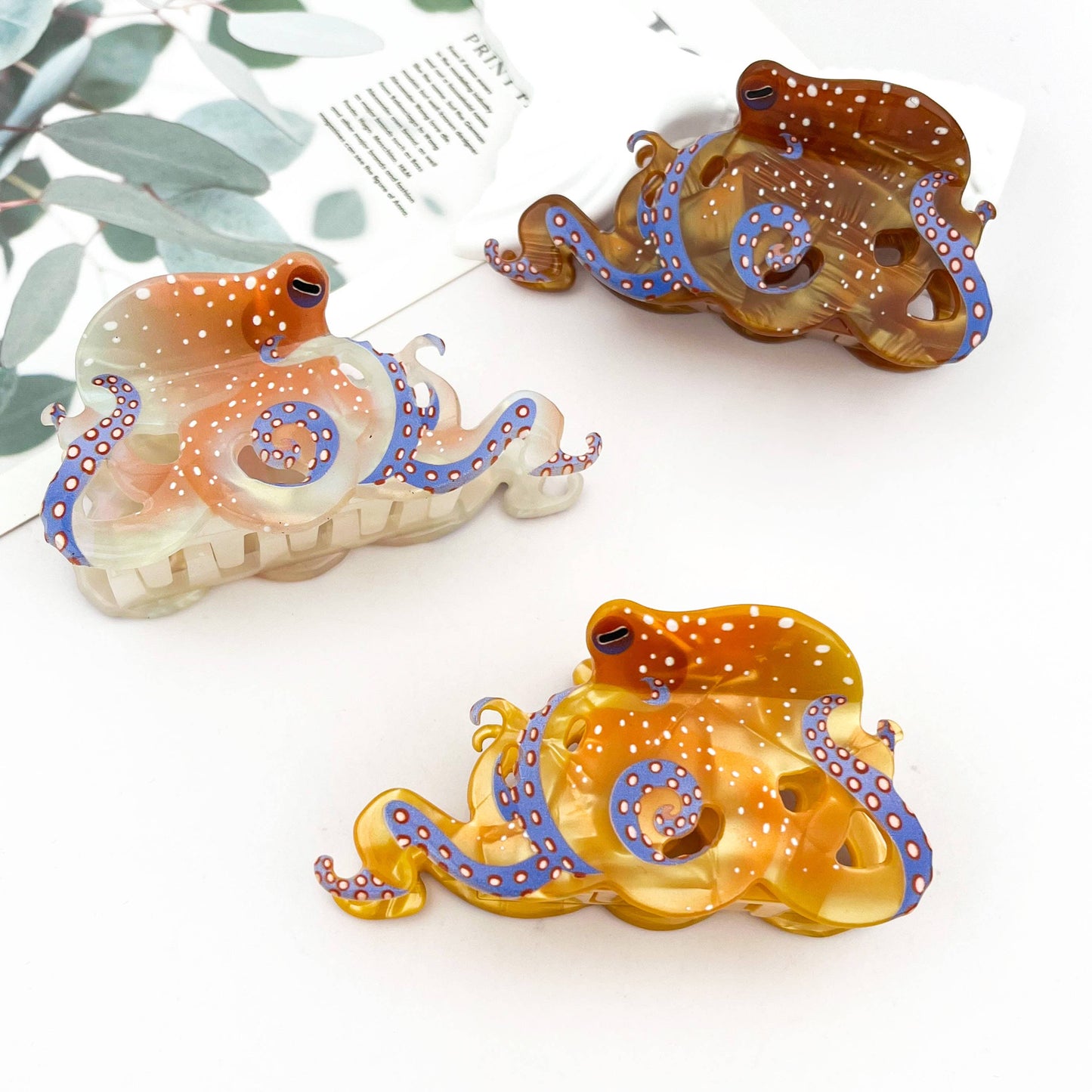 Blue Ring Octopus Hair Claw Clip
