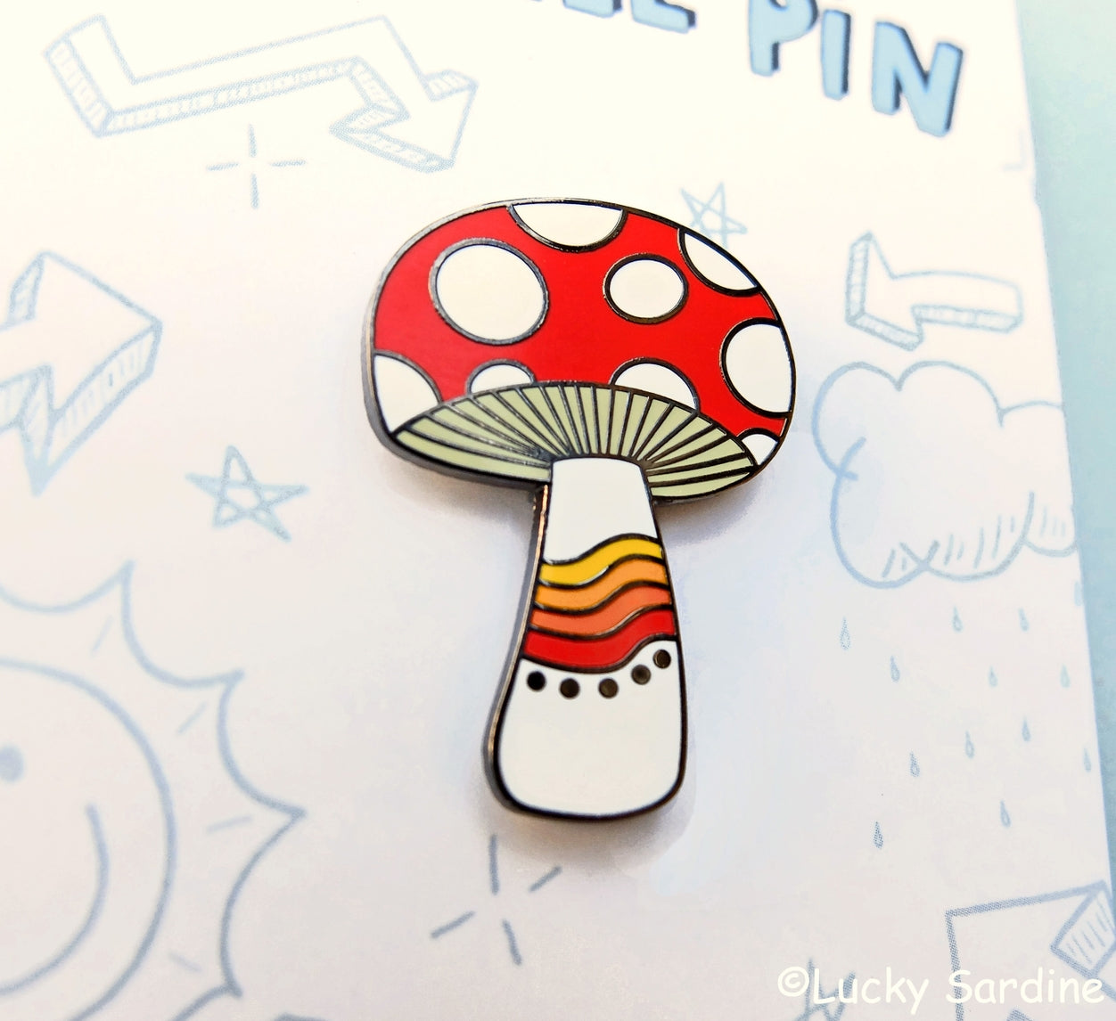 Mushroom Rainbow Enamel Pin