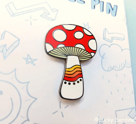 Mushroom Rainbow Enamel Pin