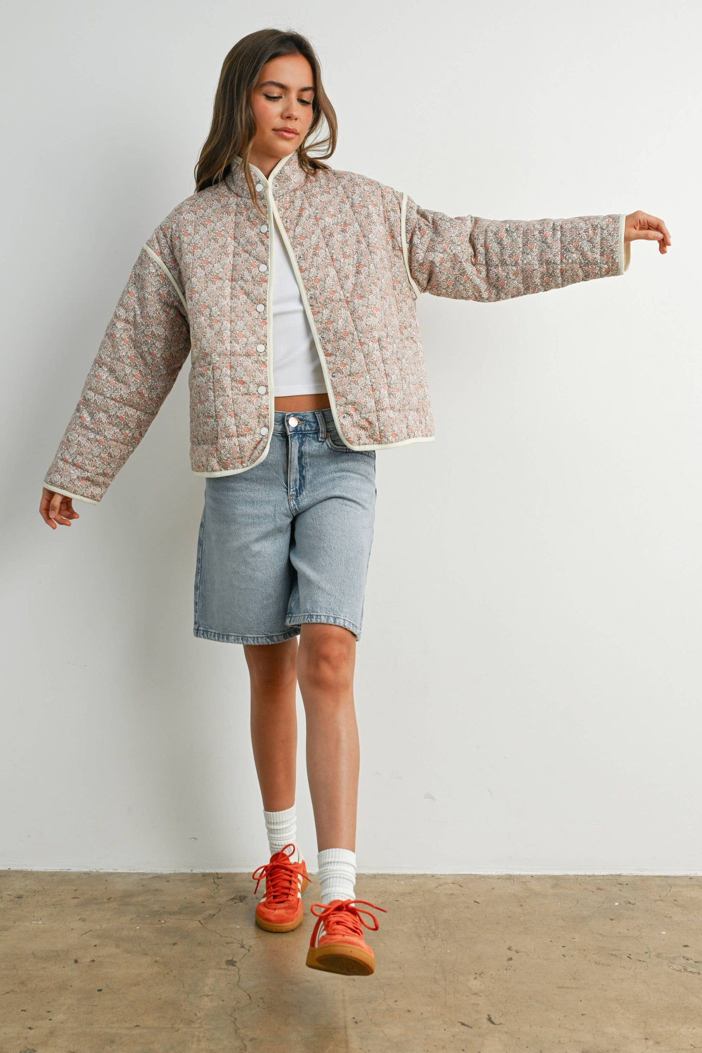 Qilted Jacket With Lightweight Boho Print