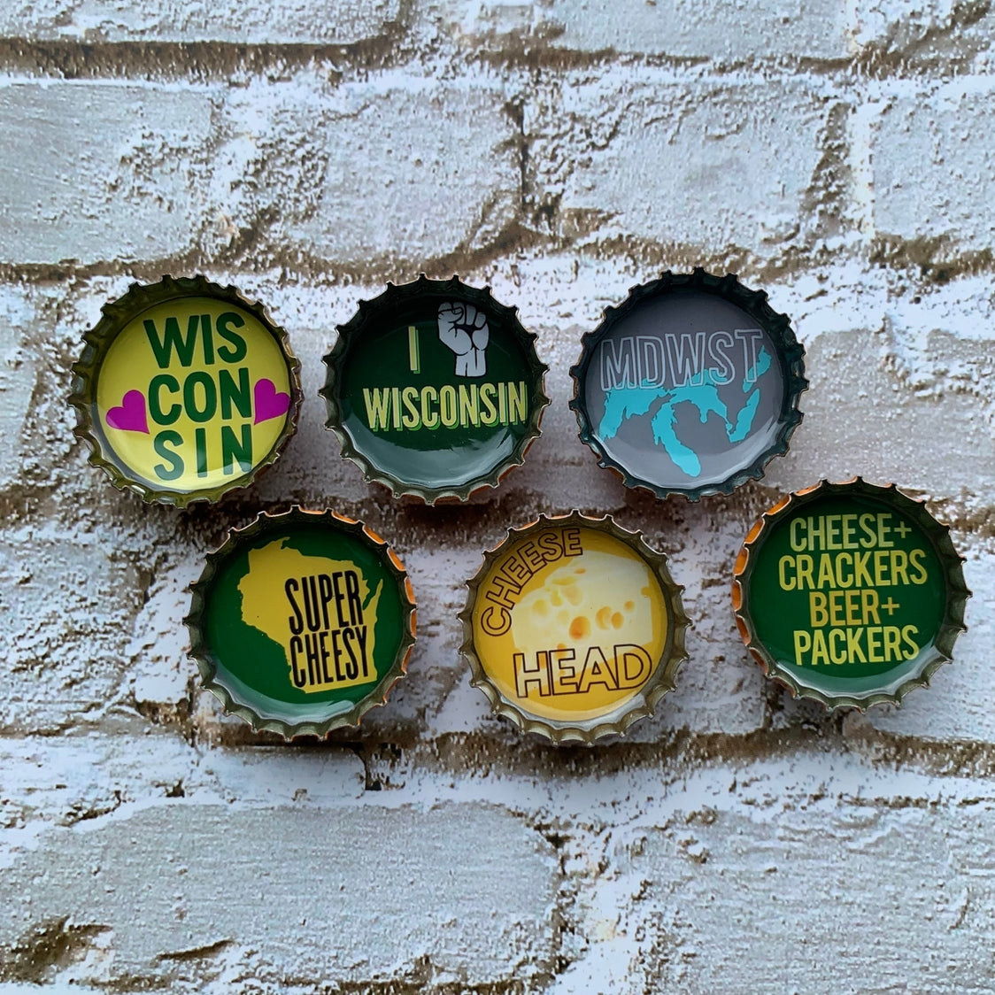 Wisconsin Bottle Cap Magnet Set