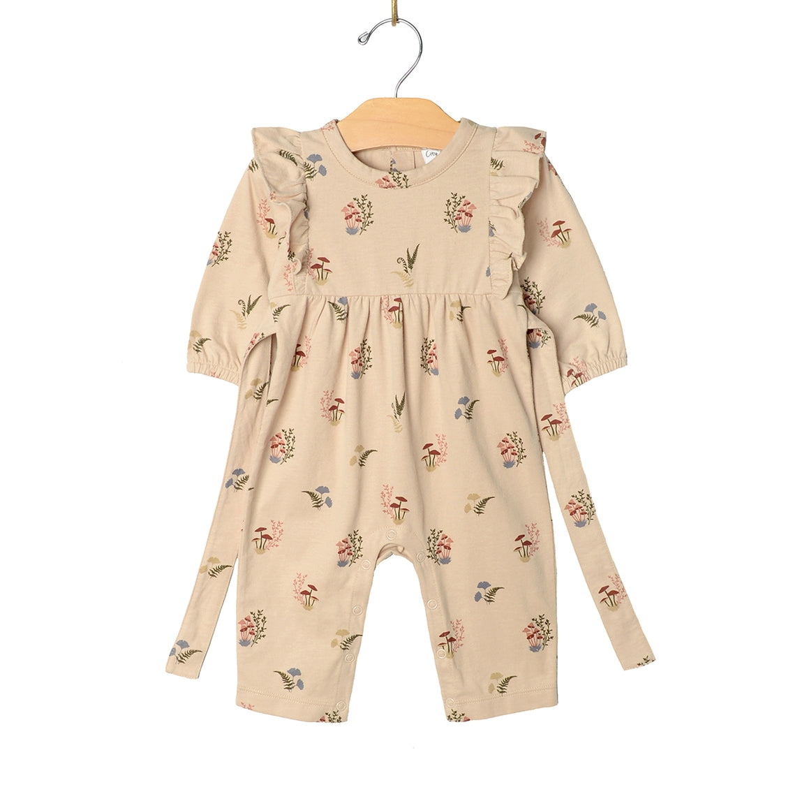 Flutter Sleeve Long Romper- Fall Mushrooms