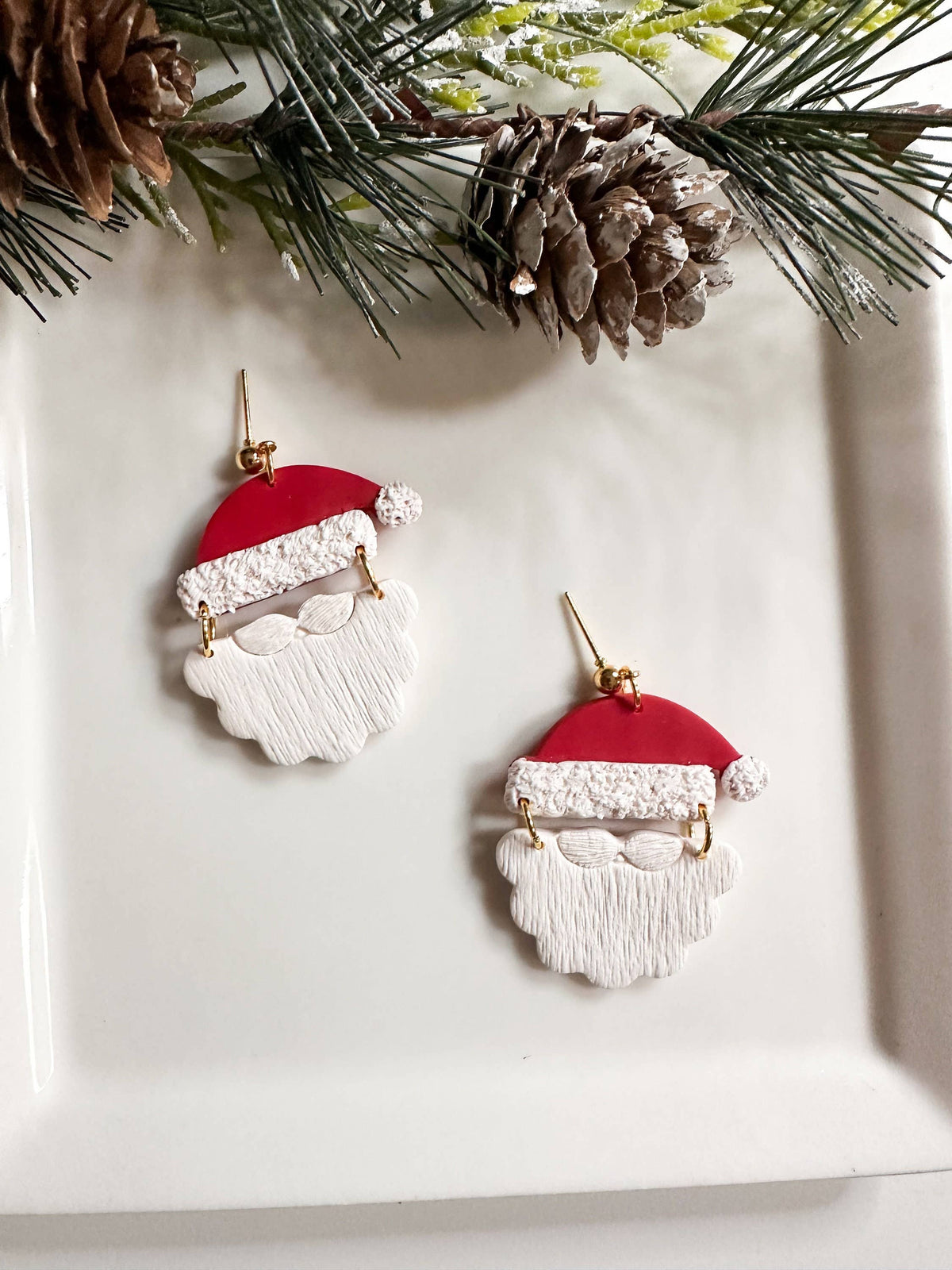 Santa Clay Christmas Statement Everyday Earrings
