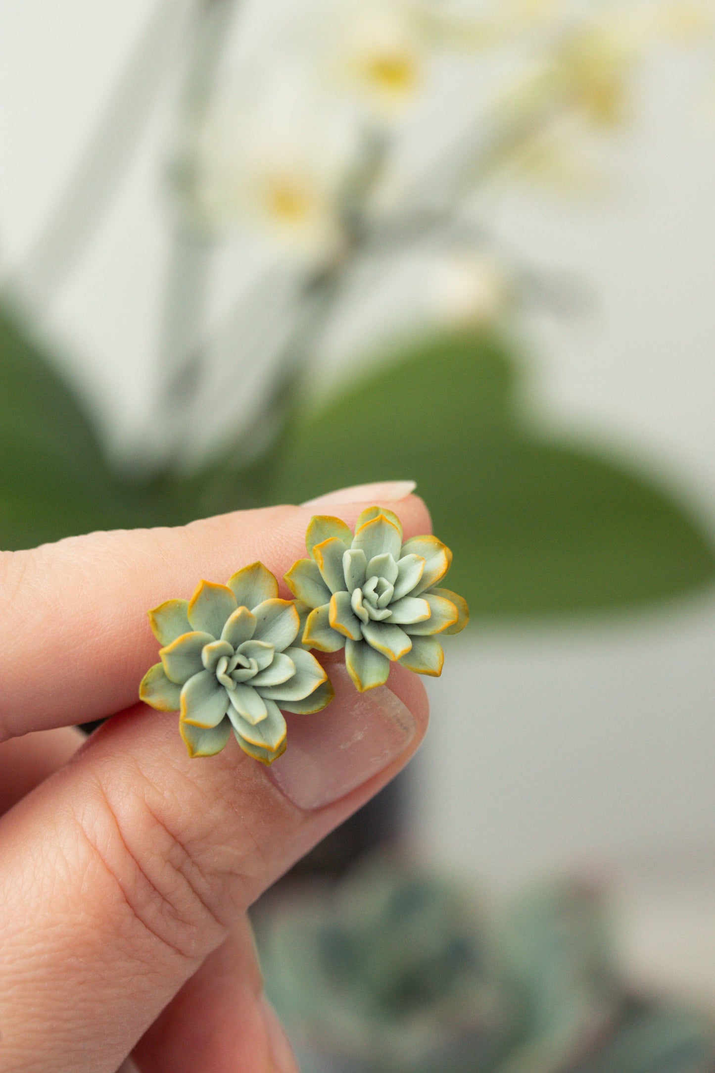 Mini Succulent Polymer Clay Stud Earrings
