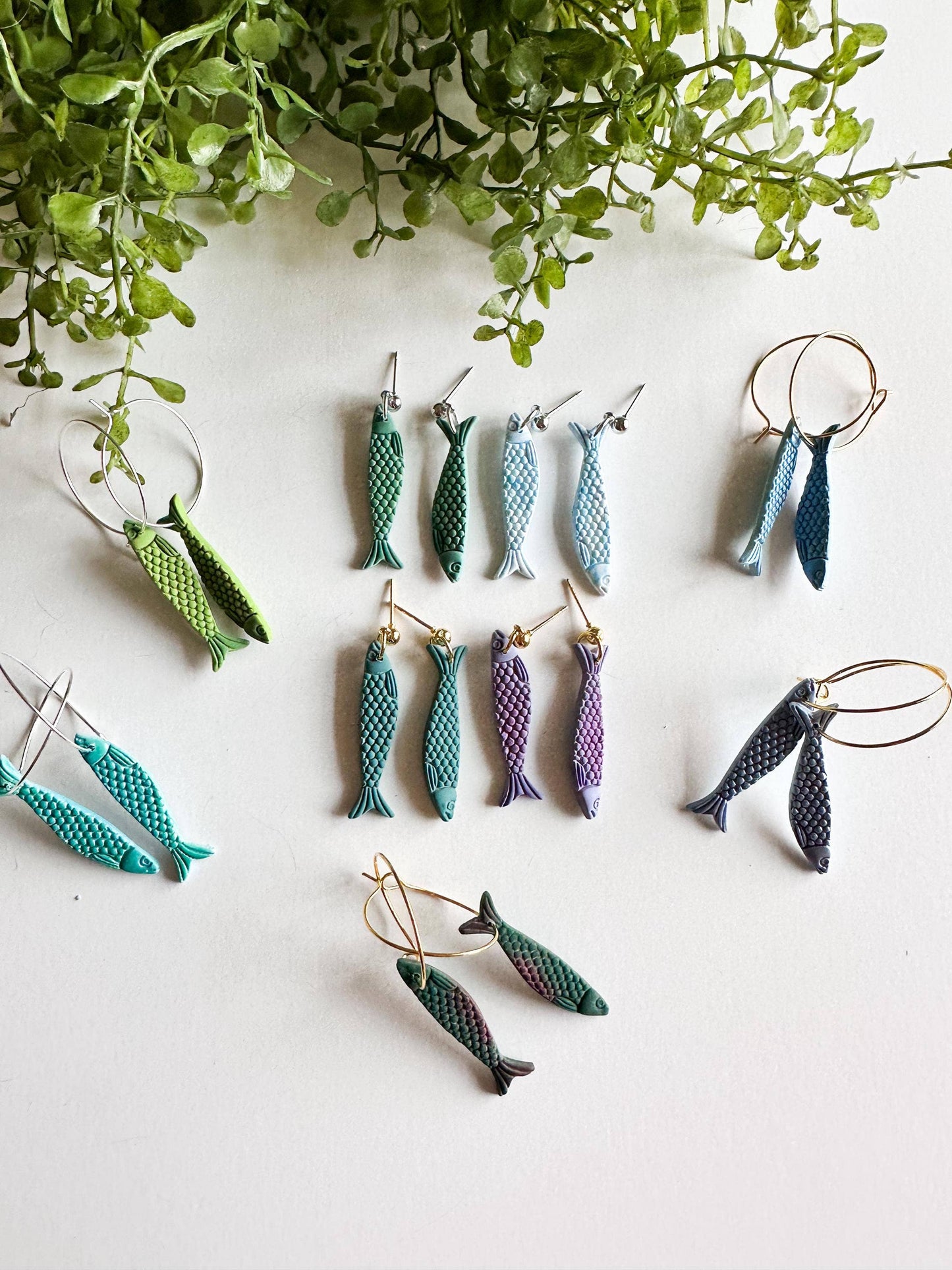 Sardine Clay Statement Fish Nature Earrings #2