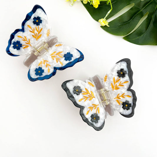 Acetate Butterfly Hair Claw, Floral Design