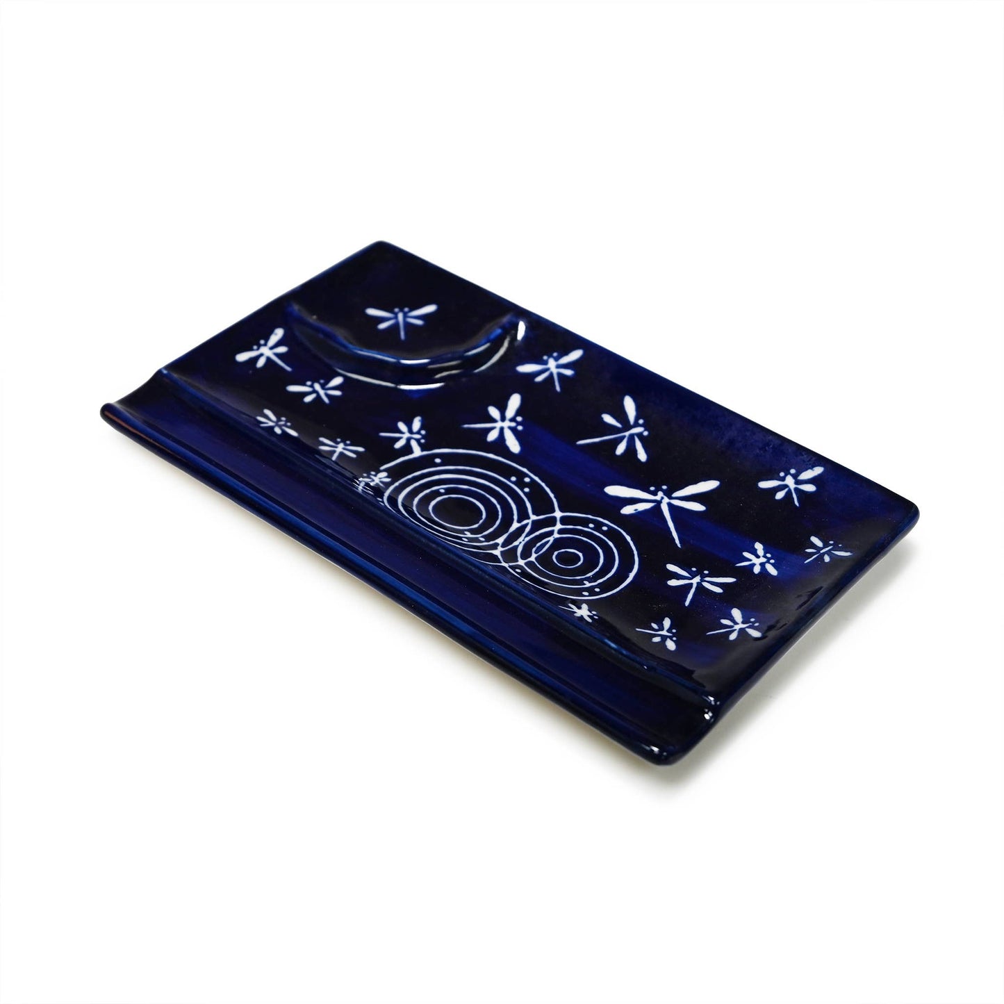 MIRA DIVIDED PLATE WITH CHOPSTICKS – WHITE DRAGONFLIES