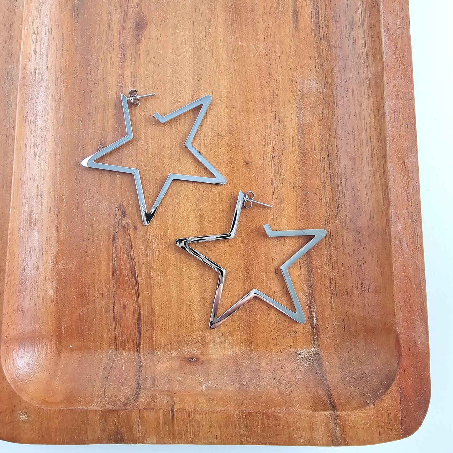 Luxe Star Hoops Silver
