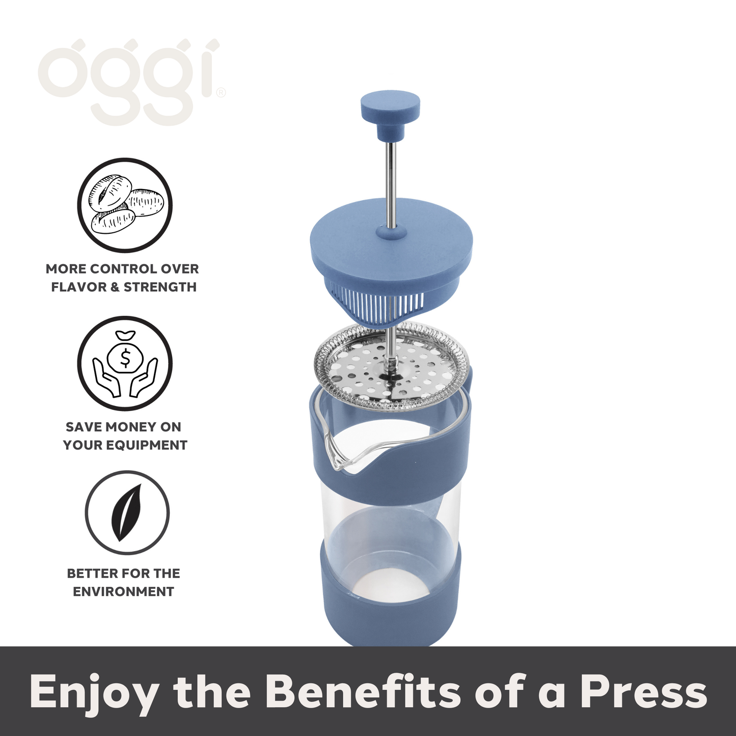French Press 3 Cup Coffee Maker (350 ml, 12 oz) Blue