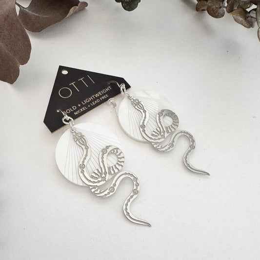 Silver Snake Earrings: Solid