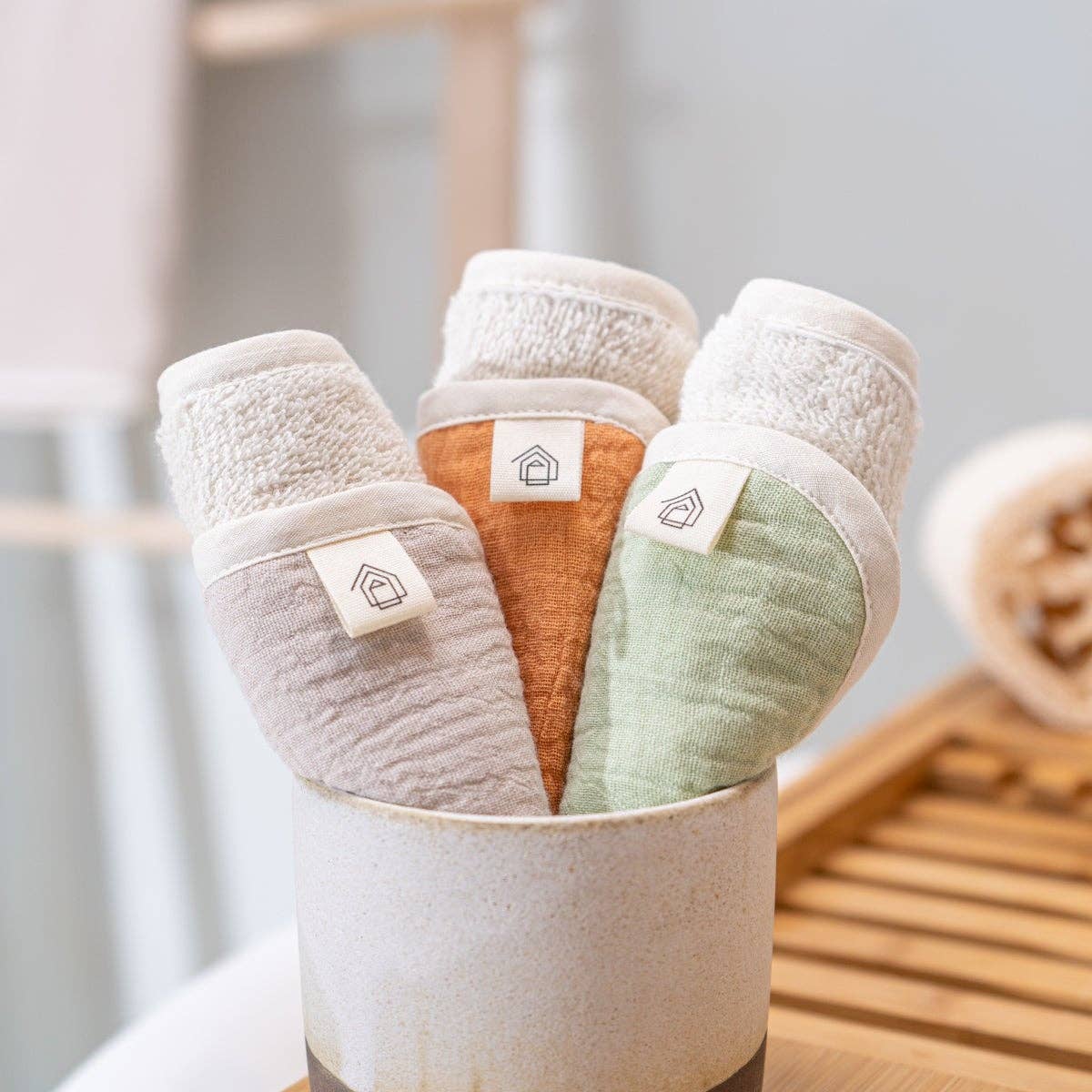 3 Pack Organic Cotton Washcloth Seafoam