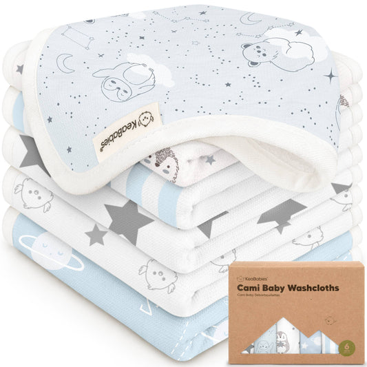 6-Pack Organic Cami Baby Washcloths for Face & Bath Towels