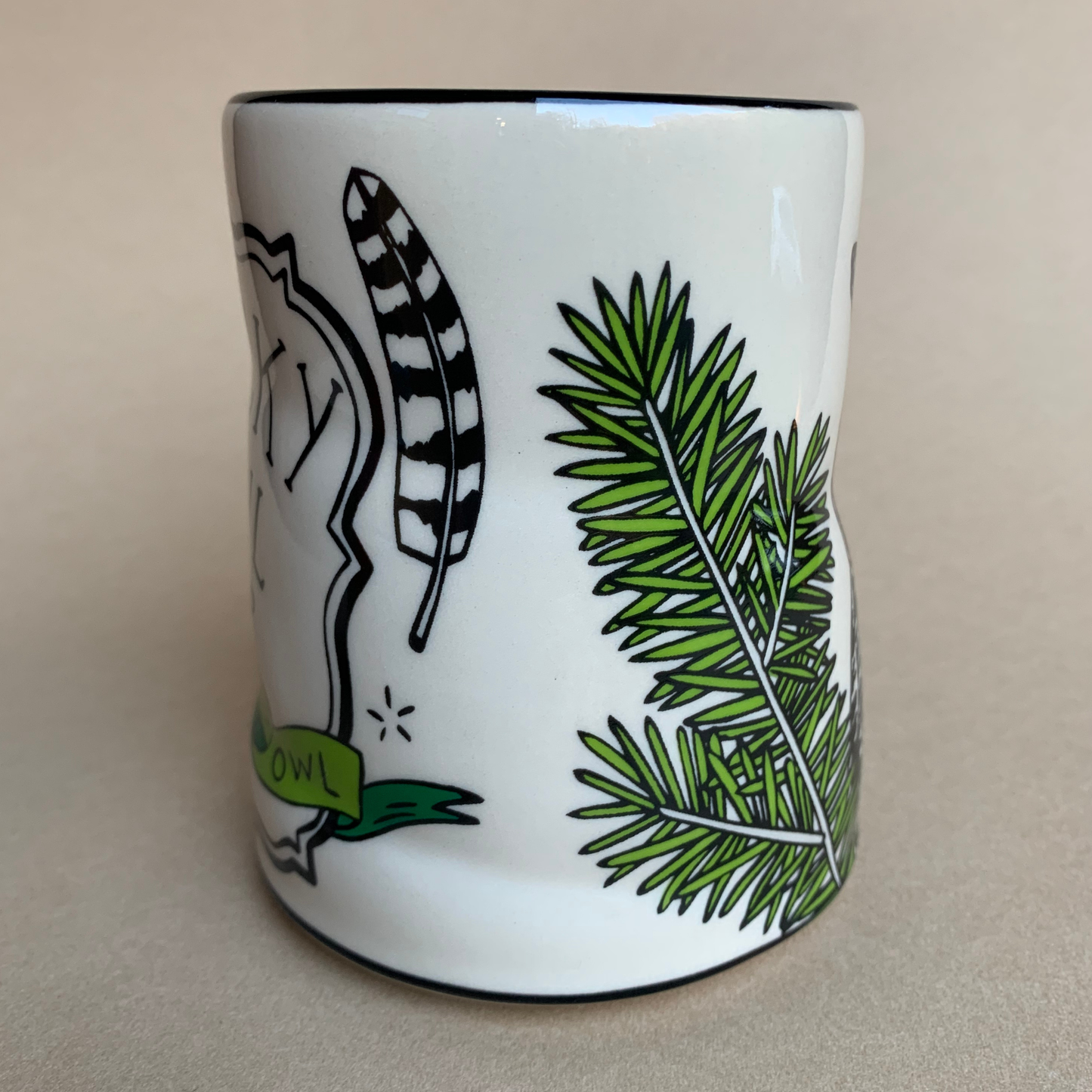 Lucky Great Horned Owl Cup - XLarge Ceramic Mug