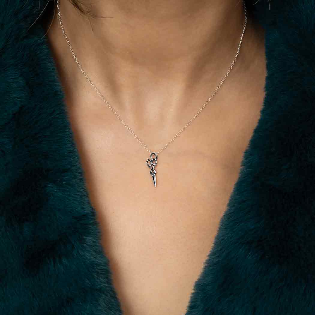 Sterling Silver Scissors Necklace