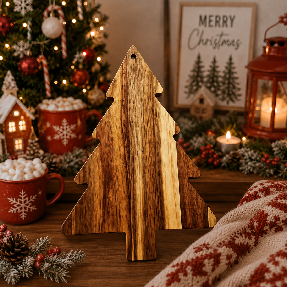 Christmas Tree Shape Serving Board, Holiday Charcuterie Wood