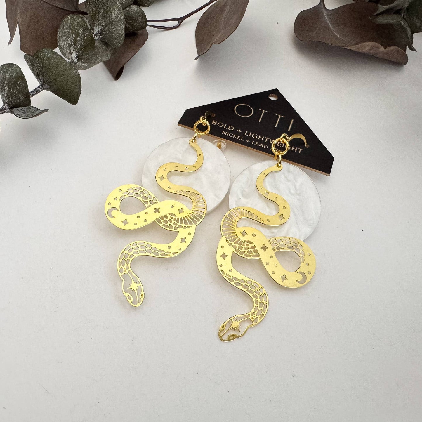 Gold Snake Earrings: Cut-Out