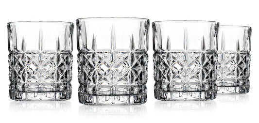 Set of Four Bristol Double Old-Fashioned Drinking Glasses