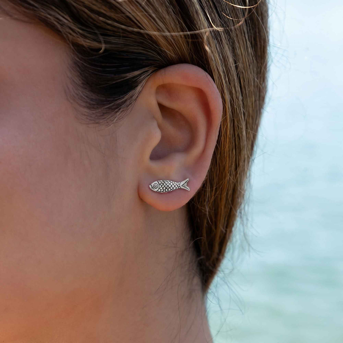 Sterling Silver Sardine Post Earrings 12x4mm