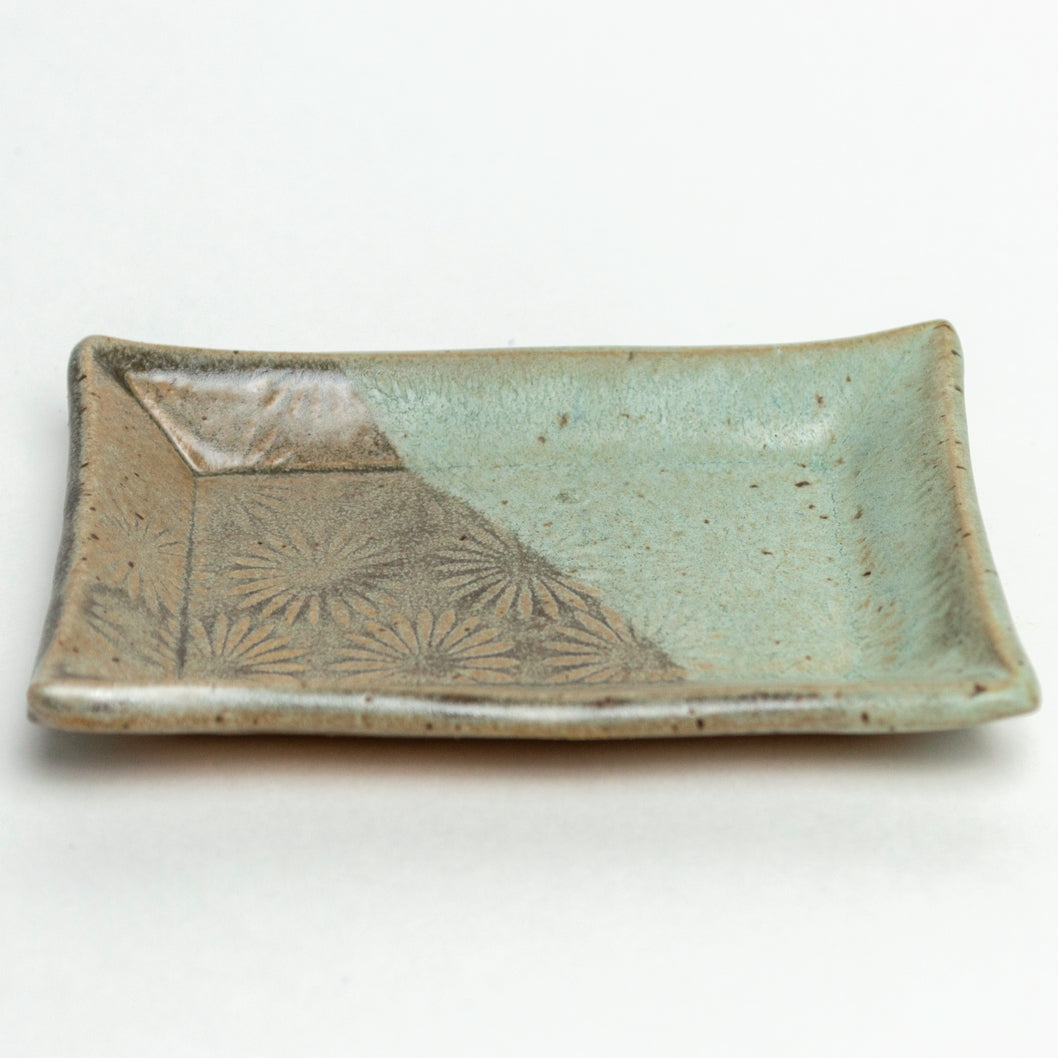 Gray & Blue Pattern Ceramic Trinket Dish