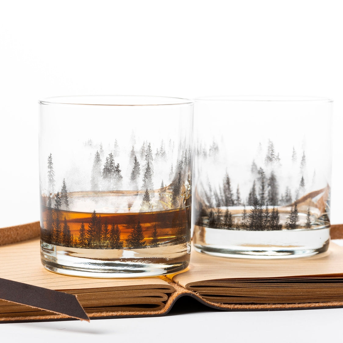 Forest and Clouds Whiskey Glasses