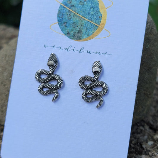 Snake Silver Plated Stud Earrings