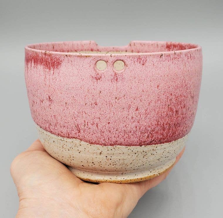 Rice/Noodle Bowl - Handmade Stoneware Clay - Frosted Cherry