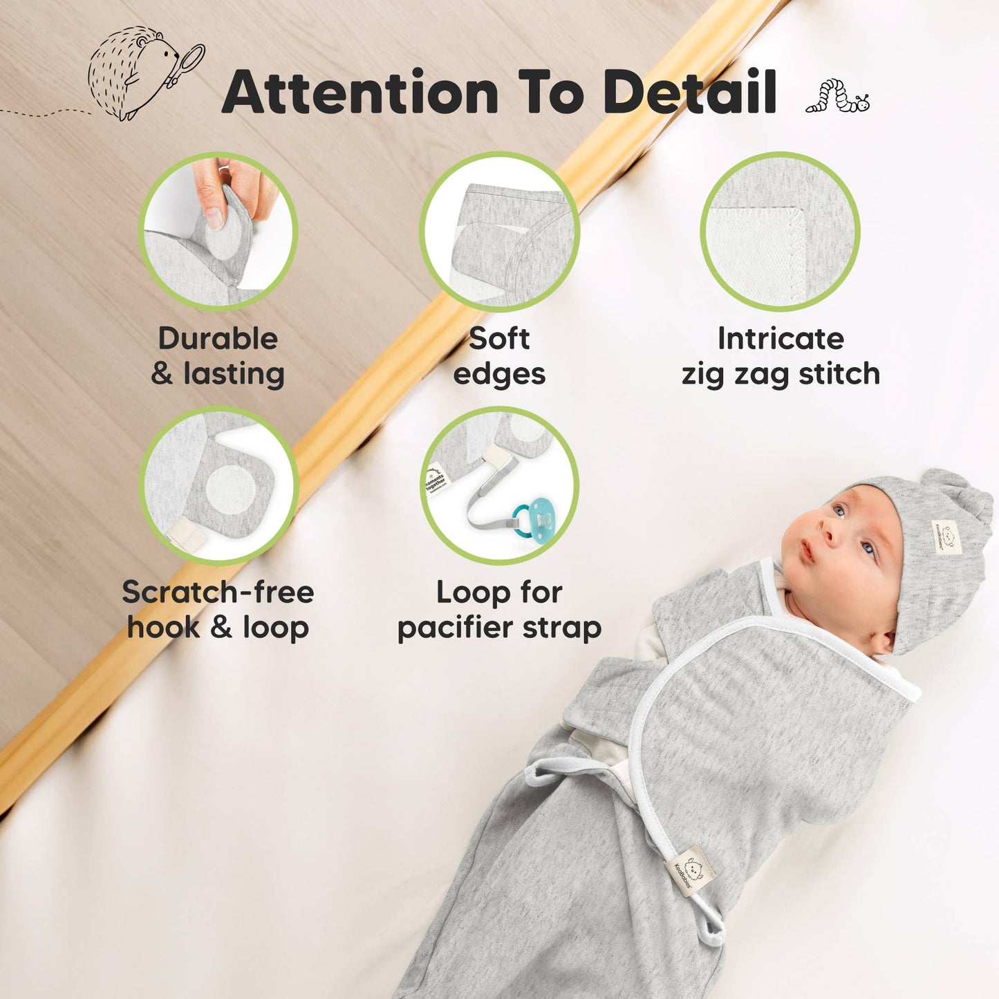 3-Pack Soothe Baby Swaddles 0-3 Months with Knot Hat