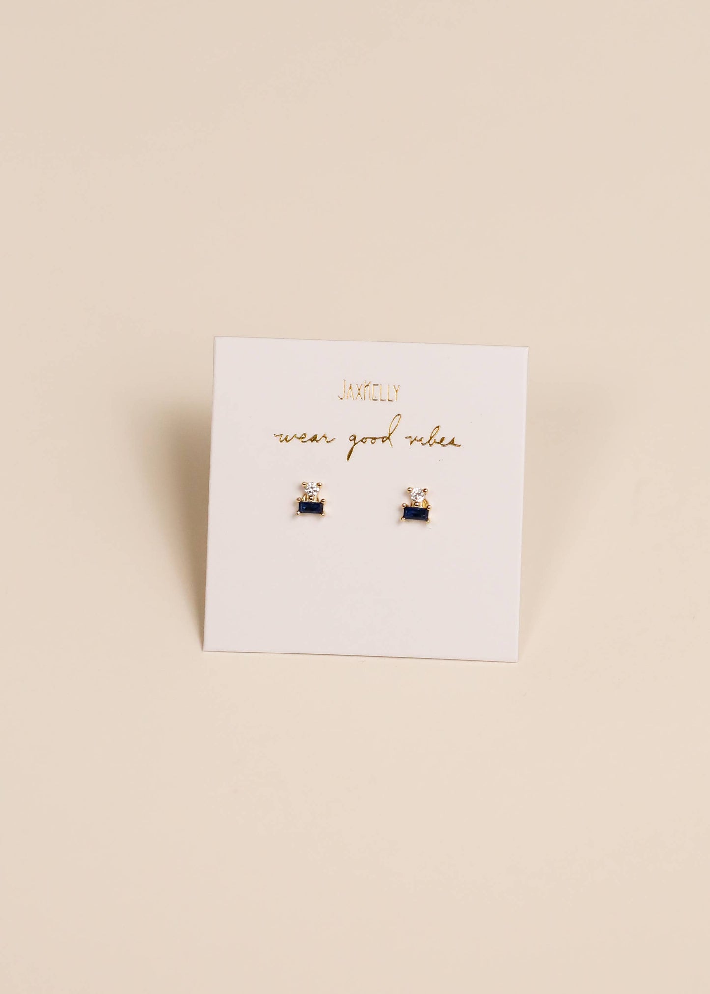 Double Stud Stack - Sapphire - Gold Earrings