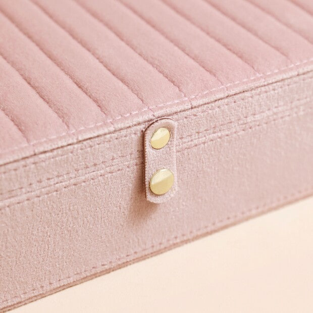 Quilted Velvet Large Jewellery Box in Pink