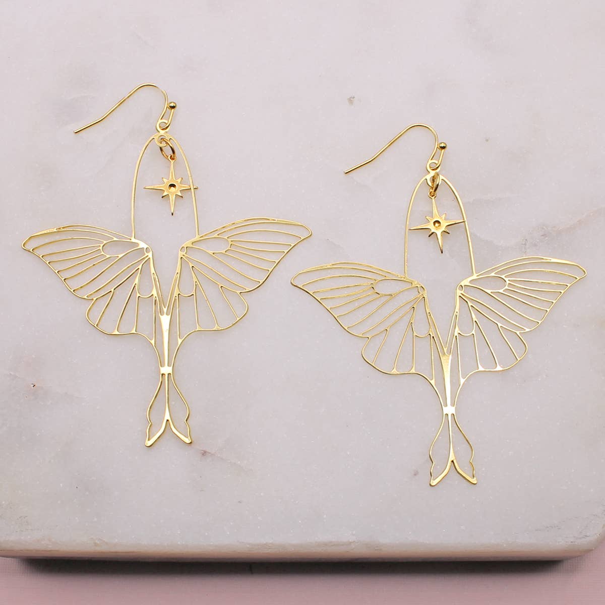 Wishing Wings Luna Moth Gold Earrings