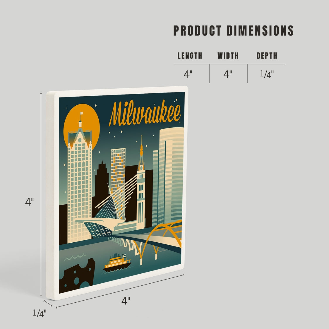 Milwaukee Retro Skyline Ceramic Coaster