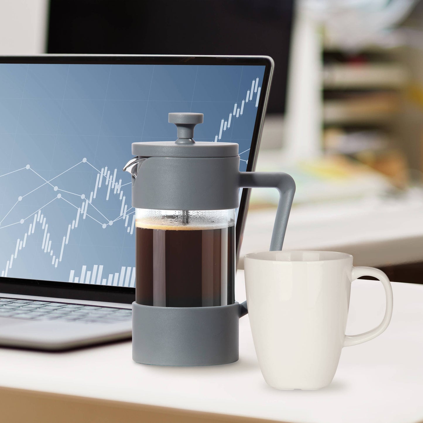 French Press 3 Cup Coffee Maker (350 ml, 12 oz) Gray