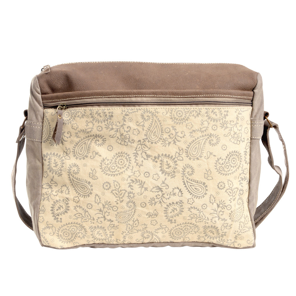 Paisley Canvas Bag w/ Front Zipper Pocket