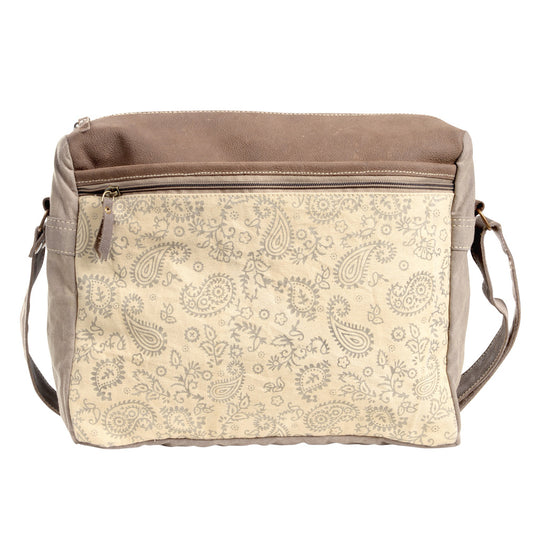 Paisley Canvas Bag w/ Front Zipper Pocket