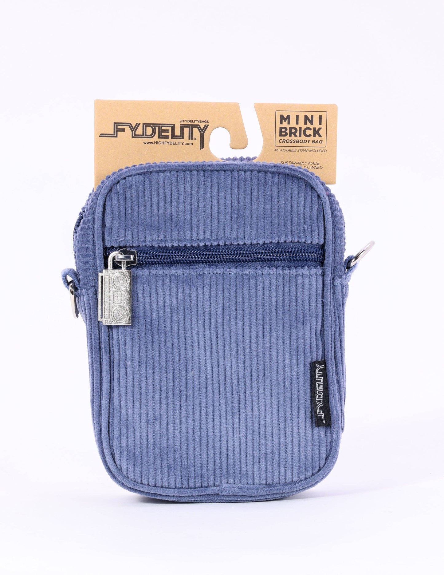 Corduroy Slate Blue Mini Crossbody Brick Bag