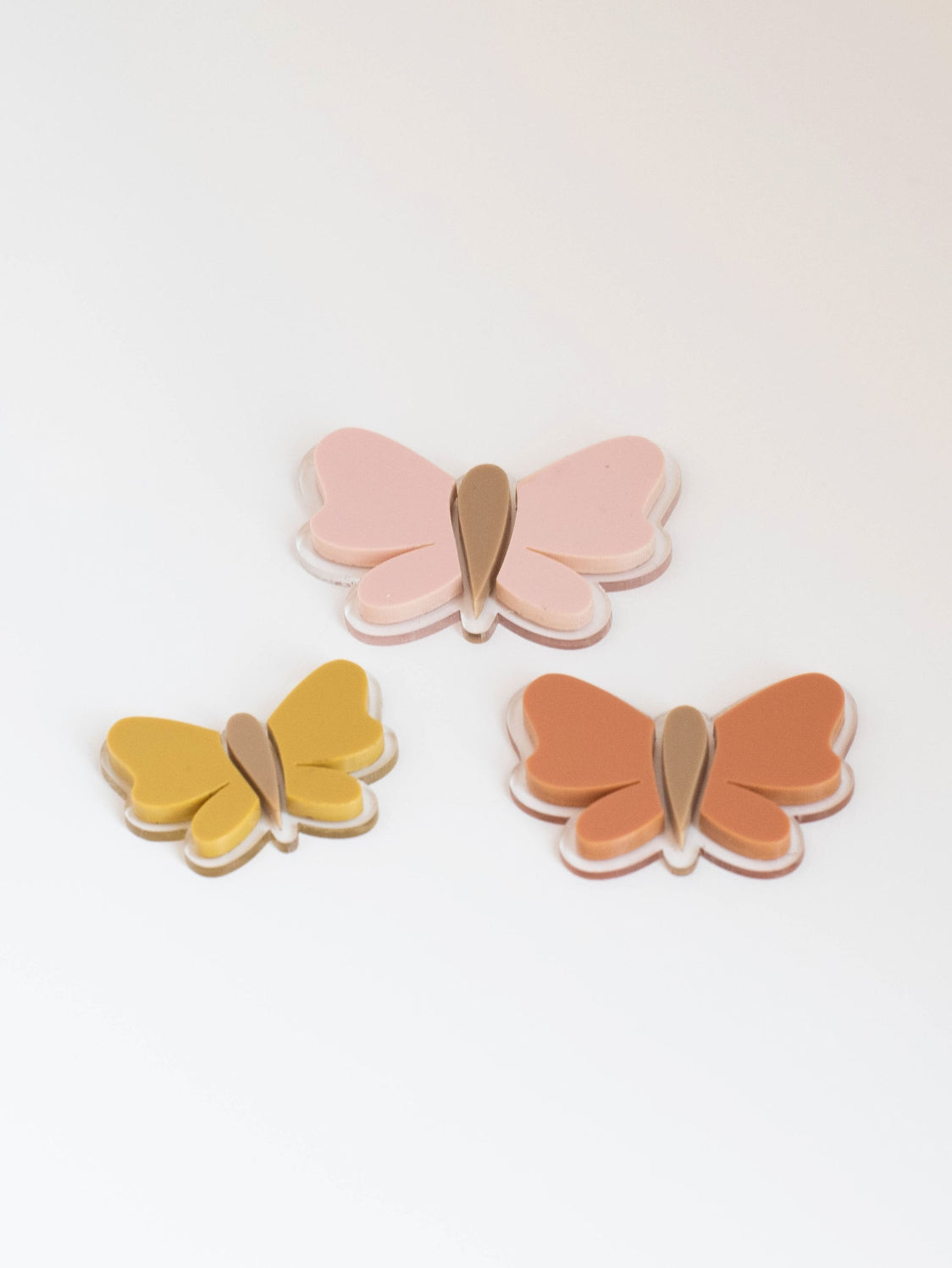 Dollhouse Butterfly Or Flower Wall Decor Set of 3 - Pink Sienna Mustard