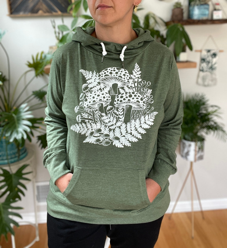 Lightweight Hoodie With Mushroom Fern