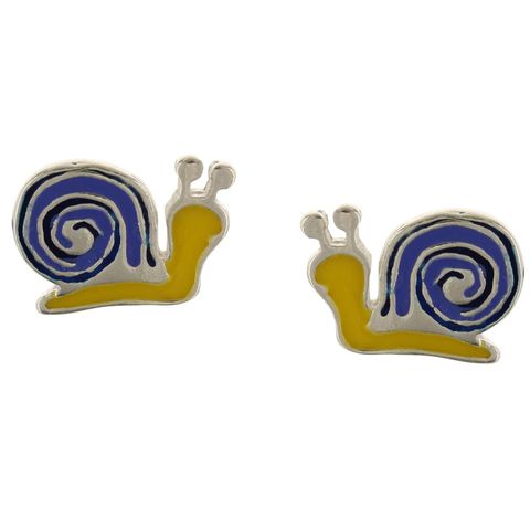 Enamel & Sterling Silver Snail Stud Earrings