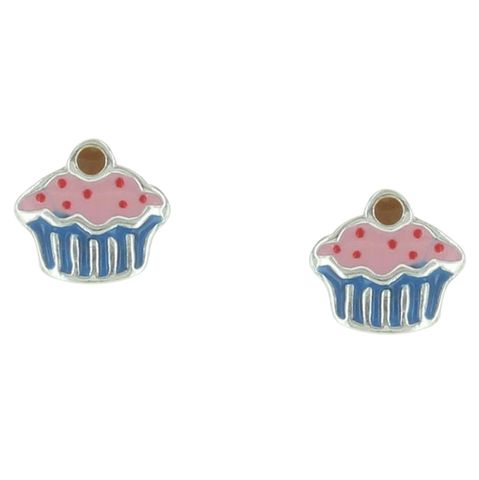 Blue & Pink Cupcake Stud Earrings