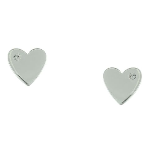 Sterling Silver Heart Stud With Rhinestone