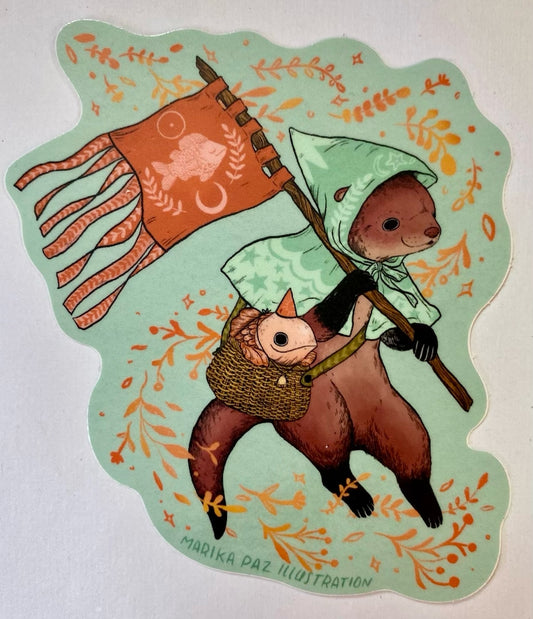 Otter and Fish Sticker