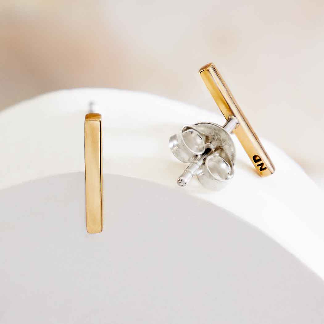 Sterling Silver or Gold Bar Post Earring 15x2mm