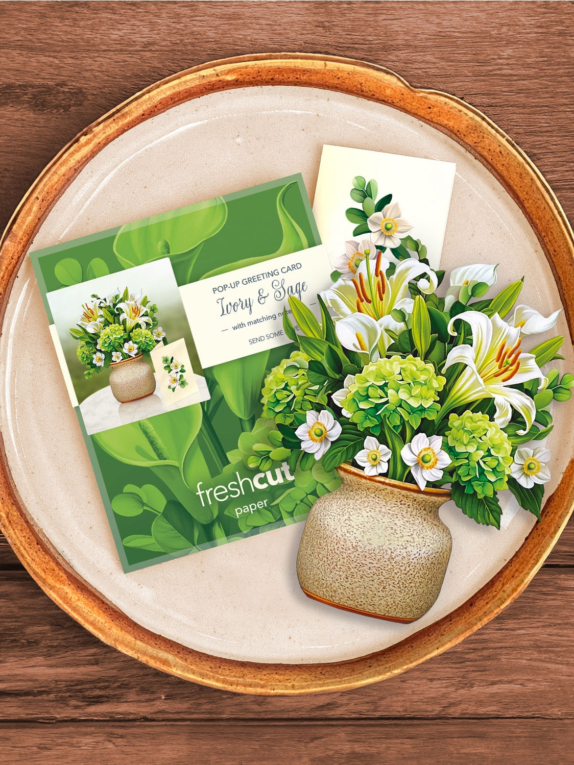 Mini Ivory & Sage Pop-Up Greeting Card