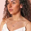 Rainbow Baguette Crystal Bar Necklace in Silver