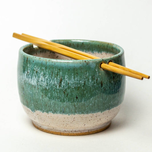 Rice/Noodle Bowl - Handmade Stoneware Clay - Turquoise