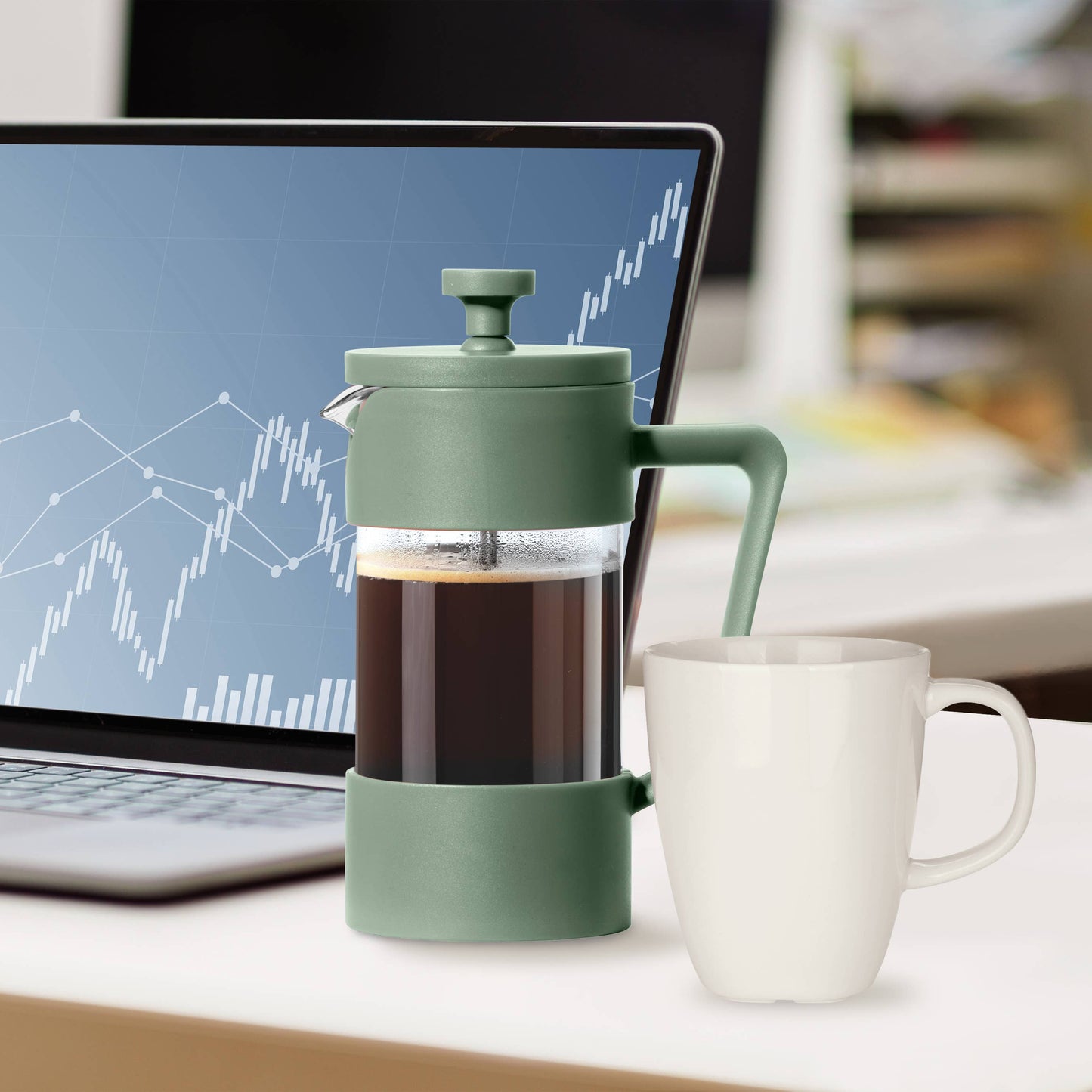 French Press 3 Cup Coffee Maker (350 ml, 12 oz) Green