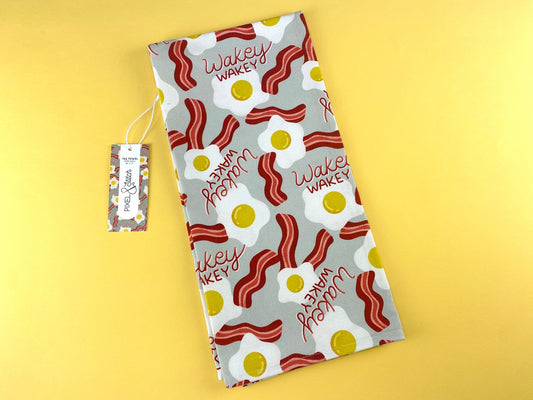 Wakey Wakey Eggs + Bakey Cotton Canvas Tea Towel