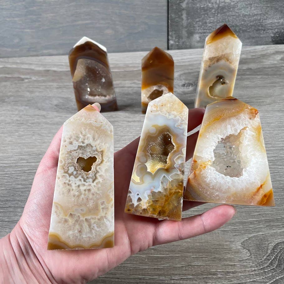 Carnelian Druzy Obelisk Tower - Crystal Energy Point