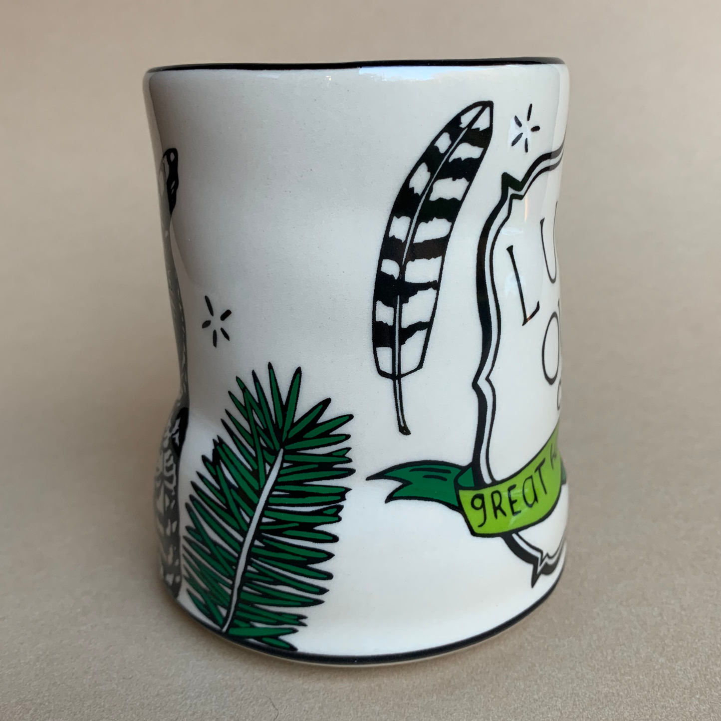 Lucky Great Horned Owl Cup - XLarge Ceramic Mug