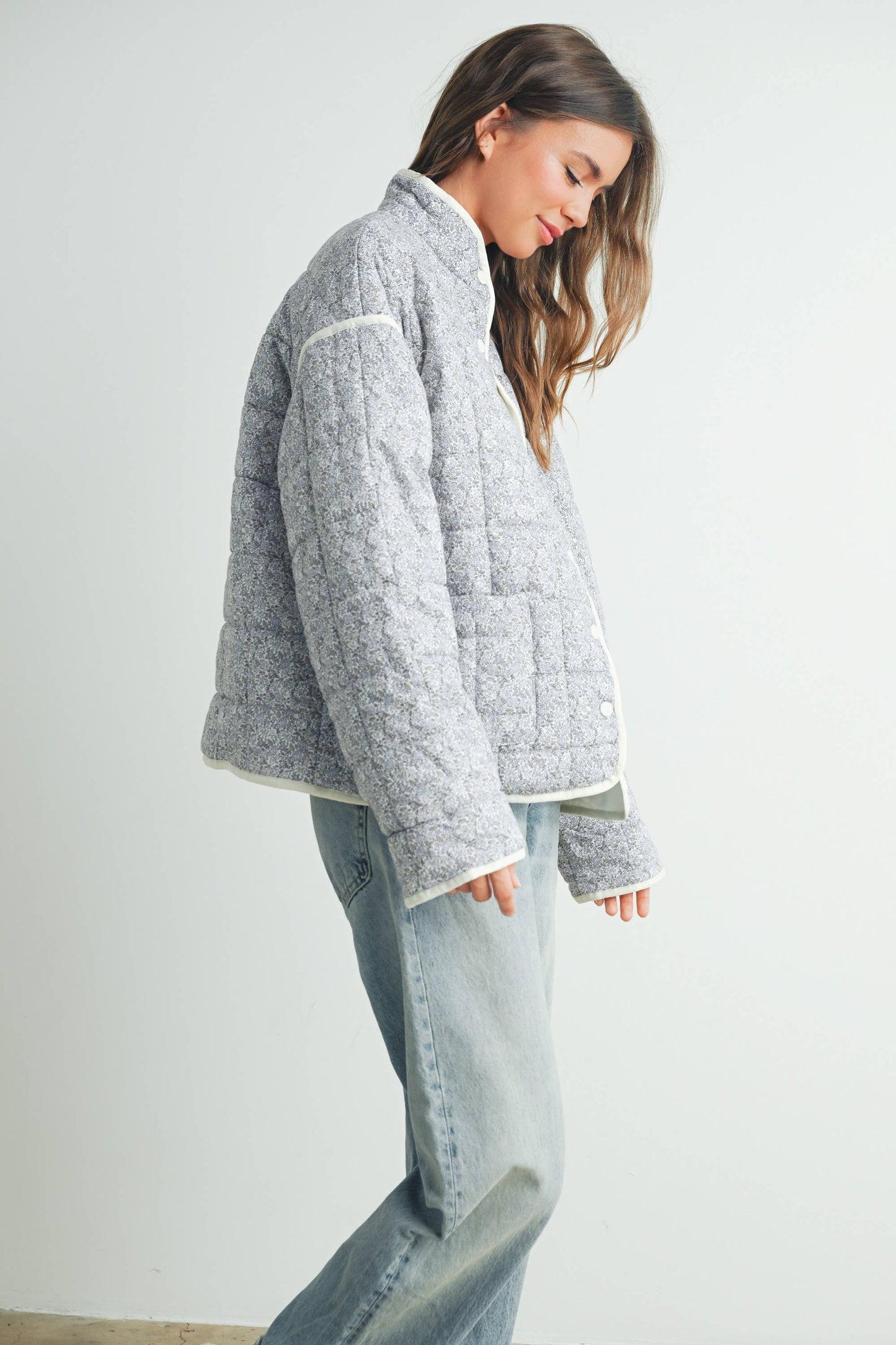 Qilted Jacket With Lightweight Boho Print